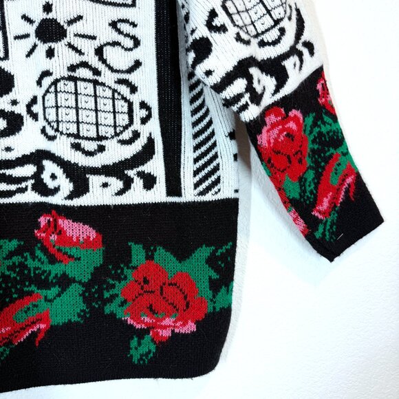 Vintage knitted Sweater Funky 80s unique rare retro vintage floral zodiac Medium - Picture 4 of 8